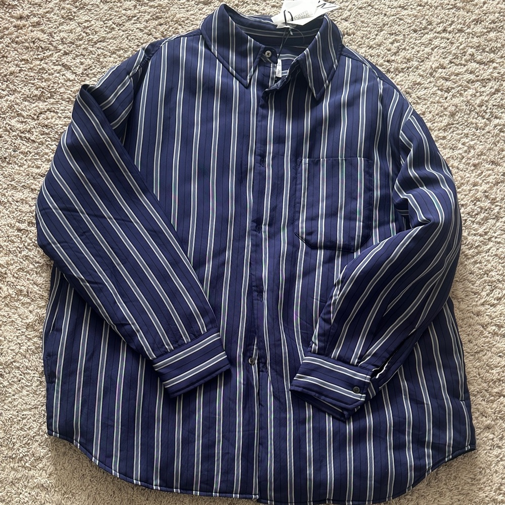 Zara Navy Striped Men's Jacket/Shacket Sz L/XL retail $149 New